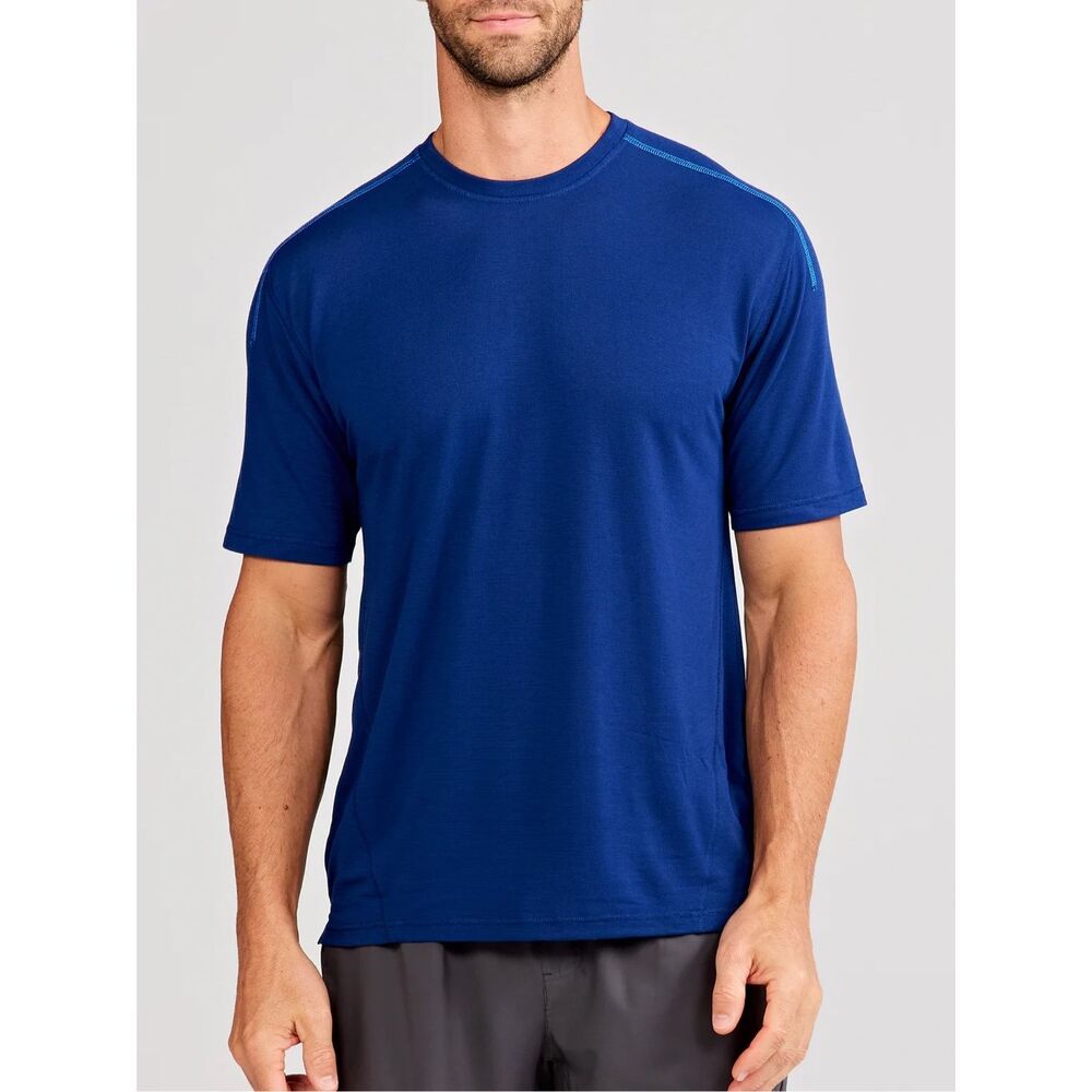 Tasc $64 MicroAir Mesh T Shirt Marine Blue short sleeve athletic Mens L NWT